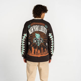 New York Liberty Jaquard Button-Up Cardigan - Anthracite