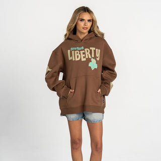 New York Liberty Washed Pullover Hoodie - Brown