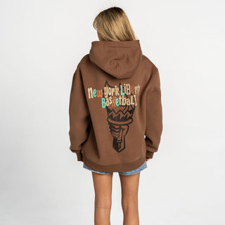 New York Liberty Washed Pullover Hoodie - Brown