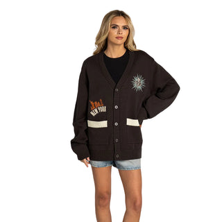 New York Liberty Jaquard Button-Up Cardigan - Anthracite