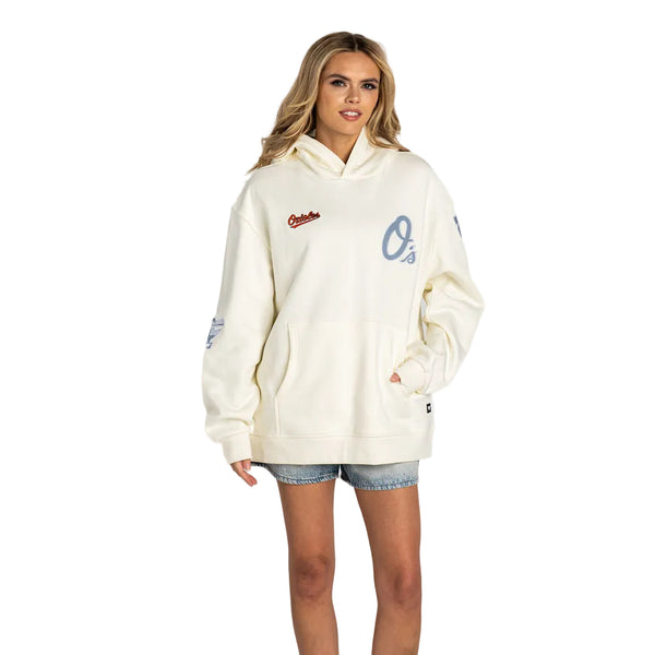 Baltimore Orioles Denim Patched Hoodie - White