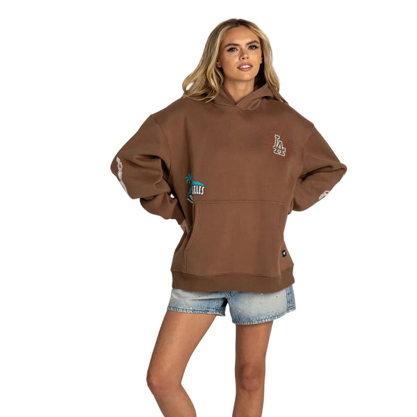 Los Angeles Dodgers Oversized Graphic Hoodie - Brown