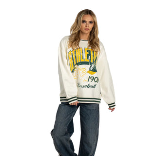 Oakland Athletics Oversized Vintage Crew - Vintage White
