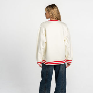 Cleveland Guardians Women's Oversized Vintage Crew Fleece - Vintage White