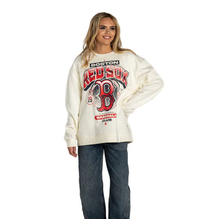 Boston Red Sox Oversized Graphic Crewneck - Vintage White