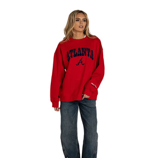 Atlanta Braves Women’s Oversized Crew Fleece - Red