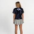 Atlanta Braves Women’s Sequin Cropped Tee - Navy view 3