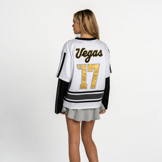 Vegas Golden Knights Women’s Lace-Up Hockey Top - White/Black
