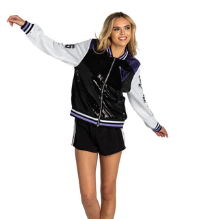 Golden State Valkyries Women’s Sequin Bomber Jacket - Black/Purple