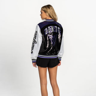 Golden State Valkyries Women’s Sequin Bomber Jacket - Black/Purple