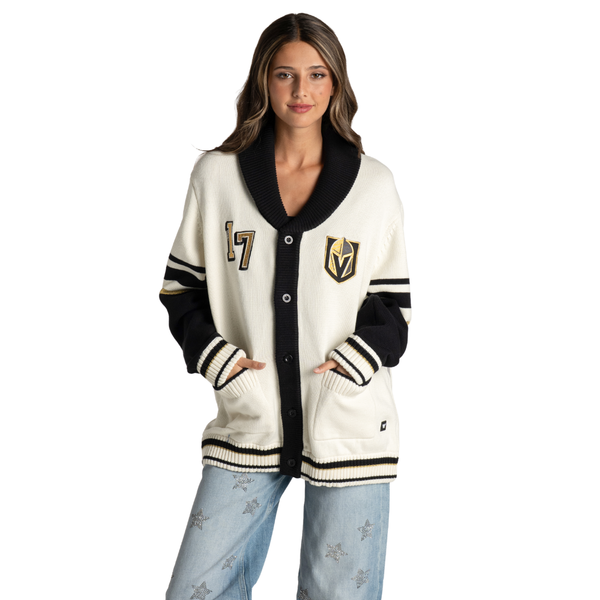 Vegas Golden Knights Unisex Jacquard Rolled-Collar Sweater - Cream