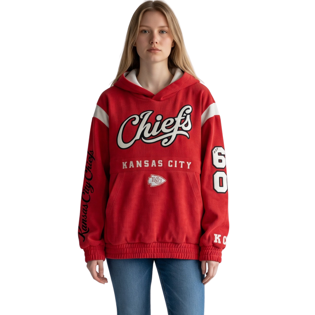 Kansas City Chiefs Unisex Corduroy Hoodie - Red