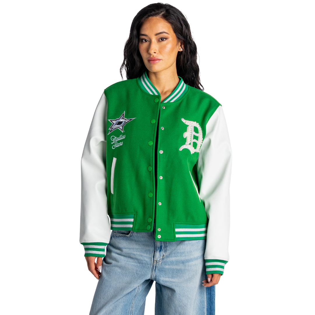 Dallas Stars Women's Pearl Varsity Jacket - Green