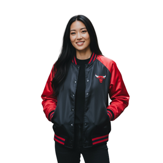 Chicago Bulls Unisex Statement Satin Bomber - Black