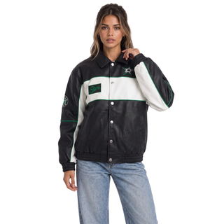 Dallas Stars Unisex Faux Leather Racing Jacket - Black