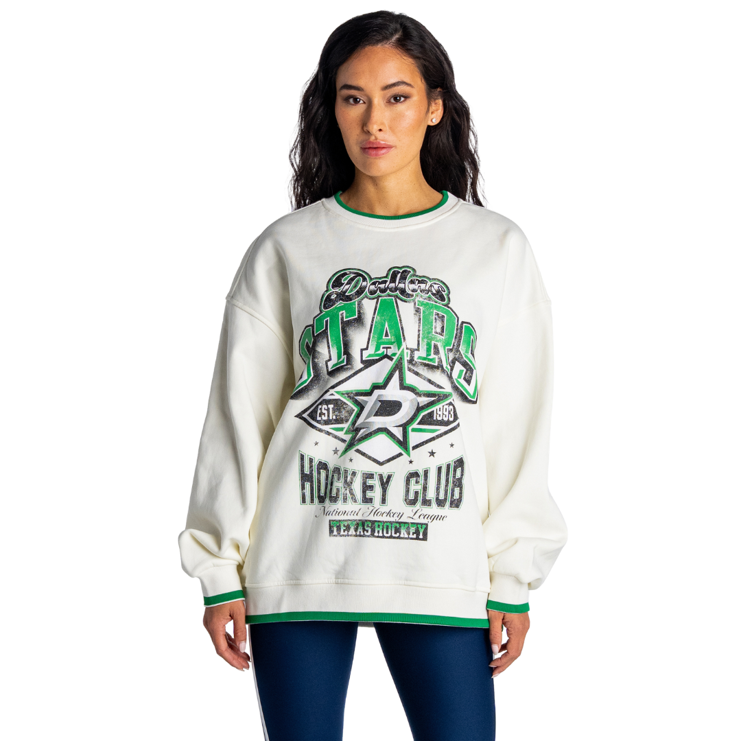 Dallas Stars Women's Oversized Crew Fleece - Vintage White