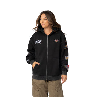 New Orleans Pelicans Unisex Logo Sleeve Full Zip Hoodie - Black