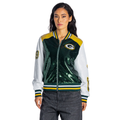 Green Bay Packers Women's Sequin Bomber Jacket - Green/White view 1