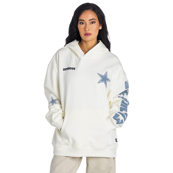 Dallas Cowboys Unisex Denim Patched Hoodie - Vintage White