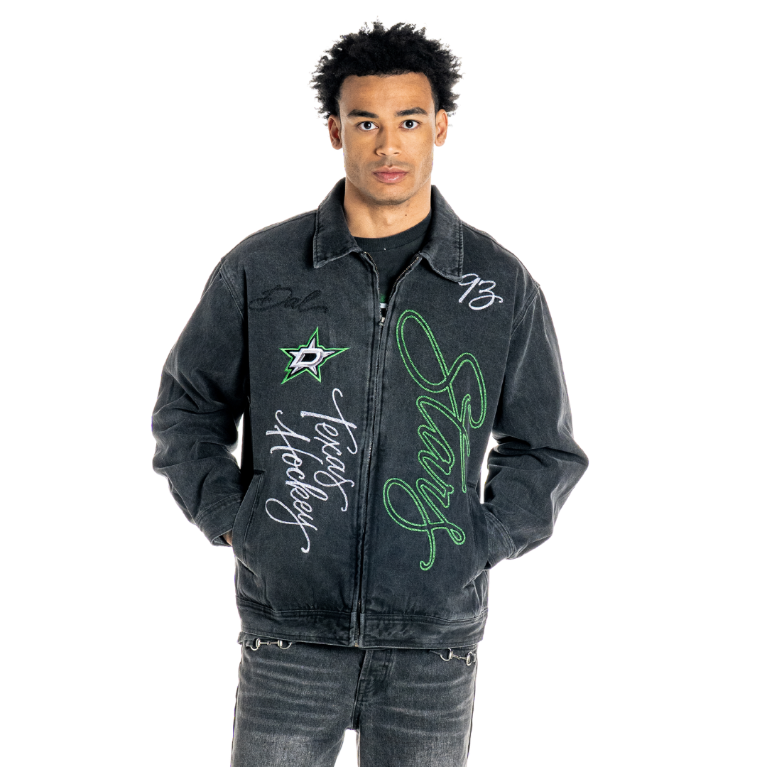 Dallas Stars Unisex Denim Zip-Up Jacket - Dark Grey