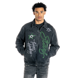 Dallas Stars Unisex Denim Zip-Up Jacket - Dark Grey