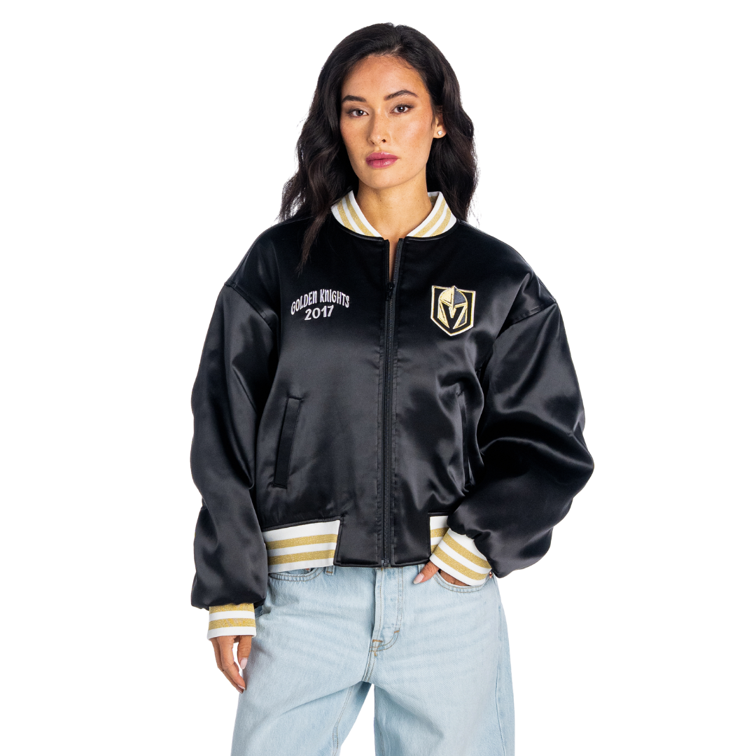 Vegas Golden Knights Women's Satin Bomber - Black