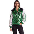 Dallas Stars Women's Sequin Bomber Jacket - Green/White view 2