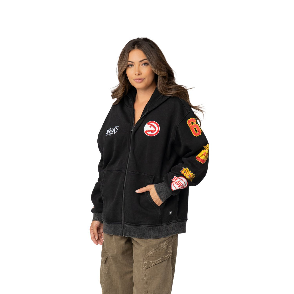 Atlanta Hawks Unisex Logo Sleeve Full Zip Hoodie - Black