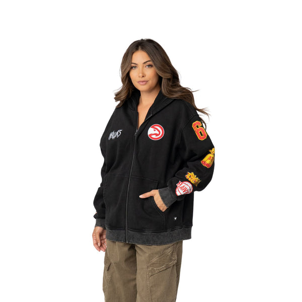 Atlanta Hawks Unisex Logo Sleeve Full Zip Hoodie - Black