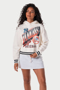 New York Yankees Women’s Cropped Hoodie - Cream view 3