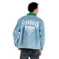 Seattle Seahawks Unisex Pinstripe Denim Jacket - Blue Denim view 3