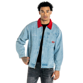 San Francisco 49ers Unisex Pinstripe Denim Jacket - Denim