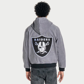 Las Vegas Raiders Unisex Corduroy Full Zip Bomber - Grey