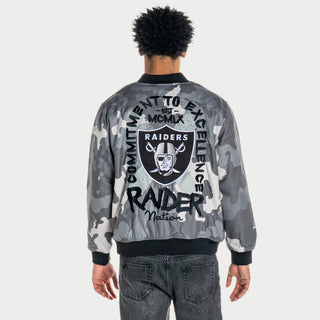 Las Vegas Raiders Unisex Camo Bomber - Camo Grey