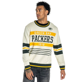 Green Bay Packers Unisex Jacquard Crew Sweater - Cream