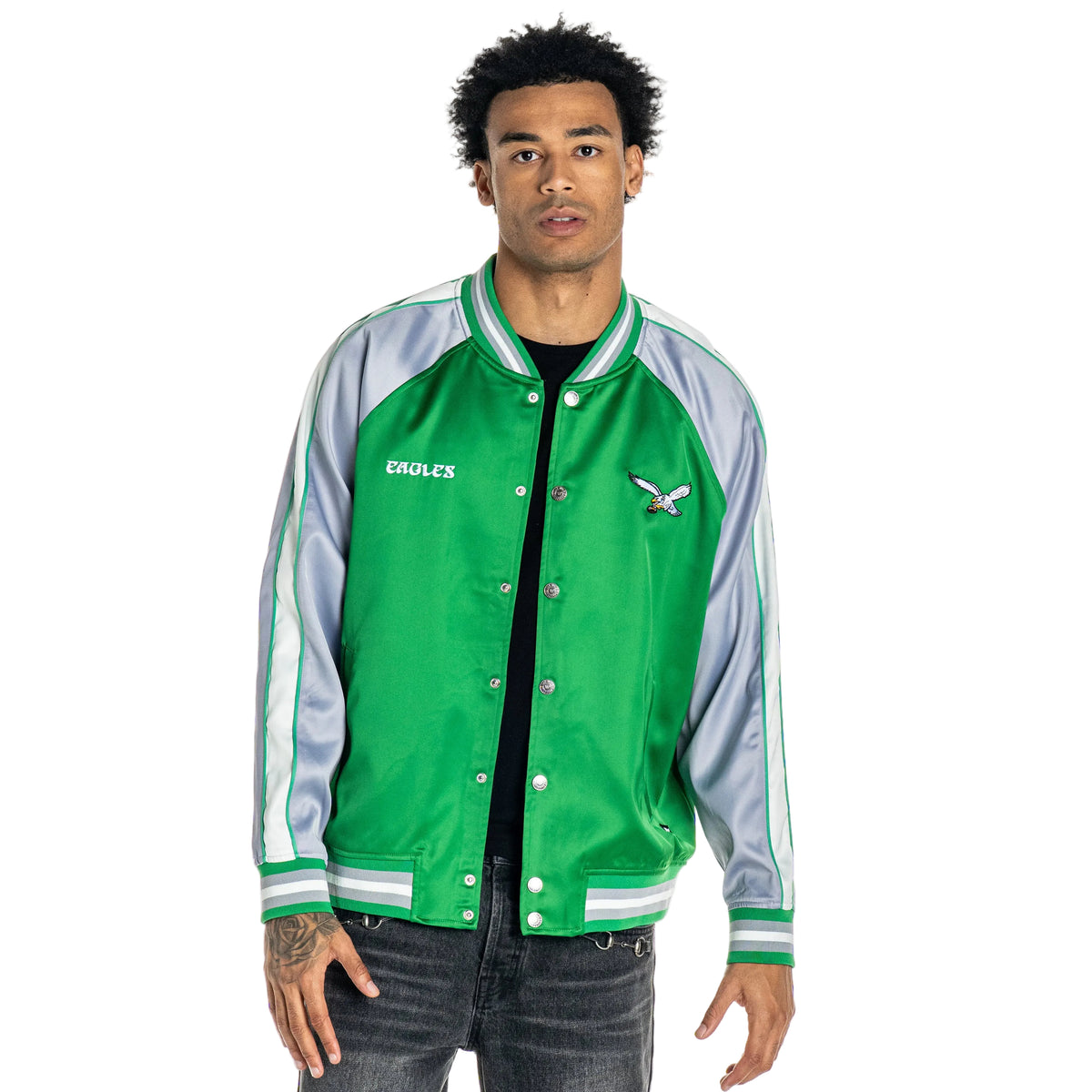 Philadelphia Eagles Unisex Satin Bomber Jacket - Kelly Green