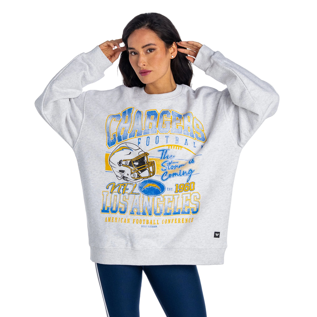 Los Angeles Chargers Unisex Graphic Crew Fleece - Heather Grey