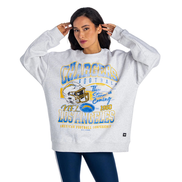 Los Angeles Chargers Unisex Graphic Crew Fleece - Heather Grey