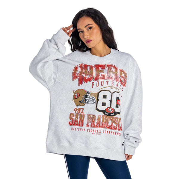 San Francisco 49ers Unisex Graphic Crew Fleece - Heather Grey