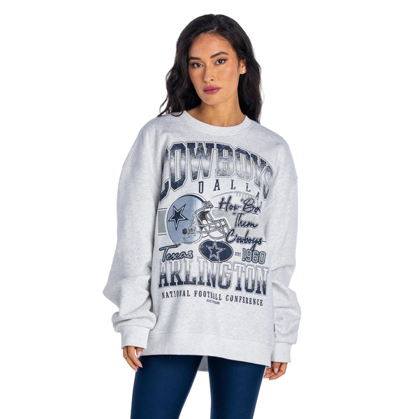 Dallas Cowboys Unisex Graphic Crew Fleece - White Heather