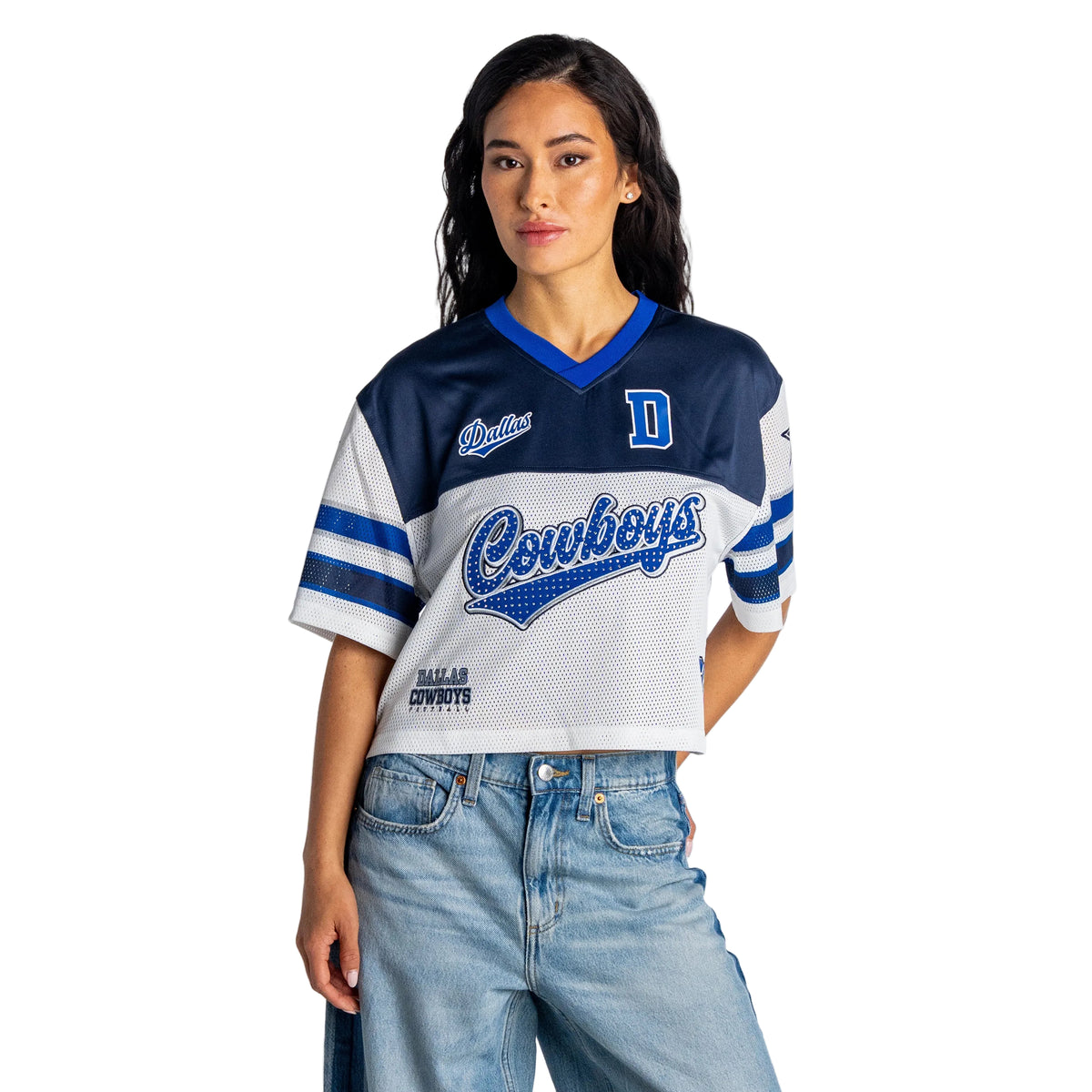 Dallas Cowboys Women's Cropped Football Top - White