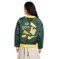 Green Bay Packers Women's Satin Raglan Bomber Jacket - Dark Green view 2