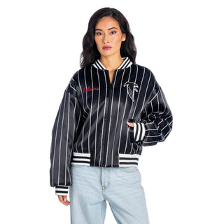Atlanta Falcons Women's Satin Bomber - Black