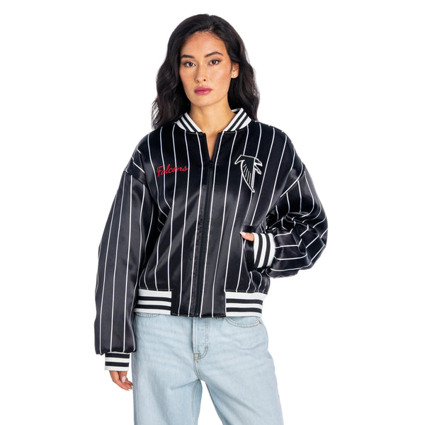 Atlanta Falcons Women's Satin Bomber - Black