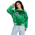 Philadelphia Eagles Women's Satin Raglan Bomber Jacket - Green view 2