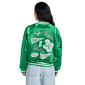 Philadelphia Eagles Women's Satin Raglan Bomber Jacket - Green view 3