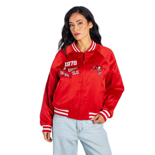 Tampa Bay Buccaneers Women's Satin Raglan Bomber Jacket - Red