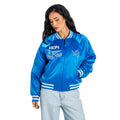Detroit Lions Women's Satin Raglan Bomber Jacket - Blue view 3