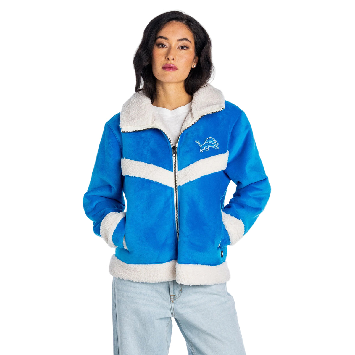 Detroit Lions Women's Sherpa Full-Zip Jacket - Blue