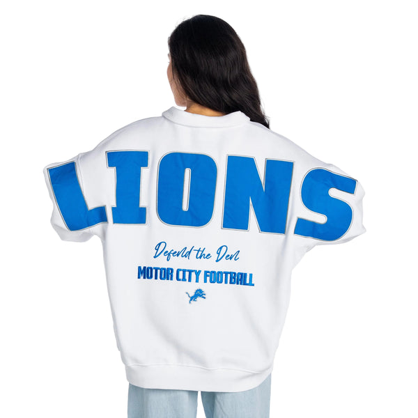 Detroit Lions Unisex Quarter-Zip Fleece - White